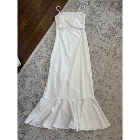 Lulus Iveta White Cutout Ruffled Sleeveless Midi Dress Size Medium Bridal Sexy - Picture 3 of 8
